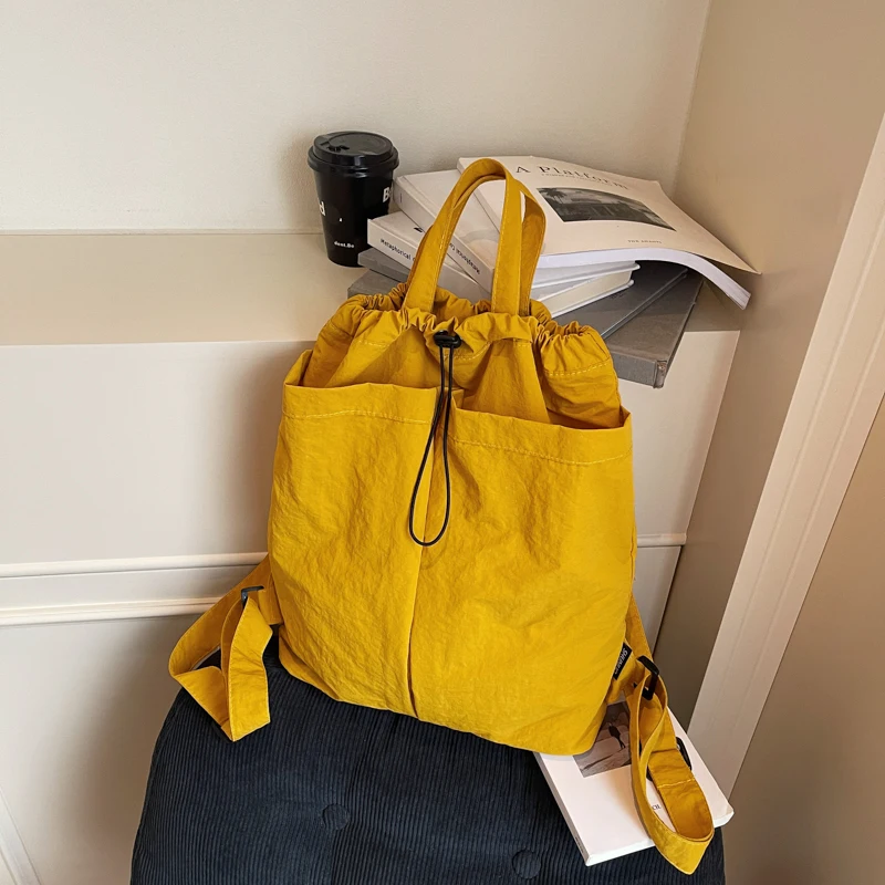 

Модный женский рюкзак большой вместимости, стильная повседневная большая сумка для девочек на шнурке, легкая дорожная прочная тканевая сумка на плечо