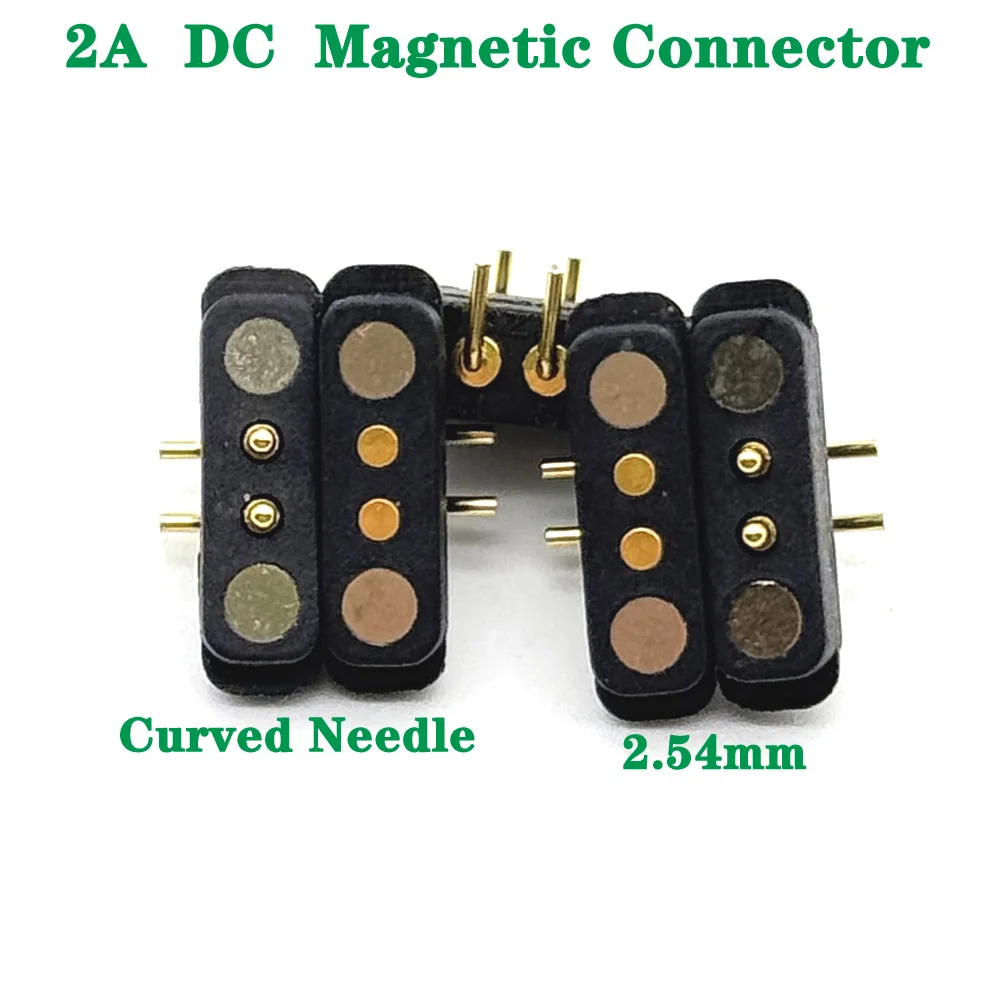 

1Pair Curved Needle 2A DC Magnetic Pogo Pin Connector 2Pin 2.54mm Male Female Spring Loaded DC Power Socket 2P