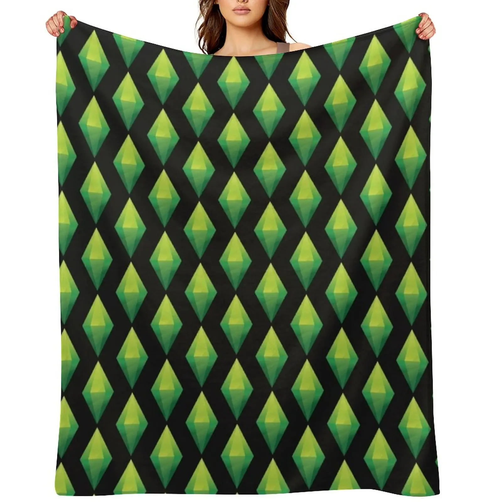 Plumbob - The Sims Throw Blanket Luxury Brand Furrys Hair Plaid Blankets