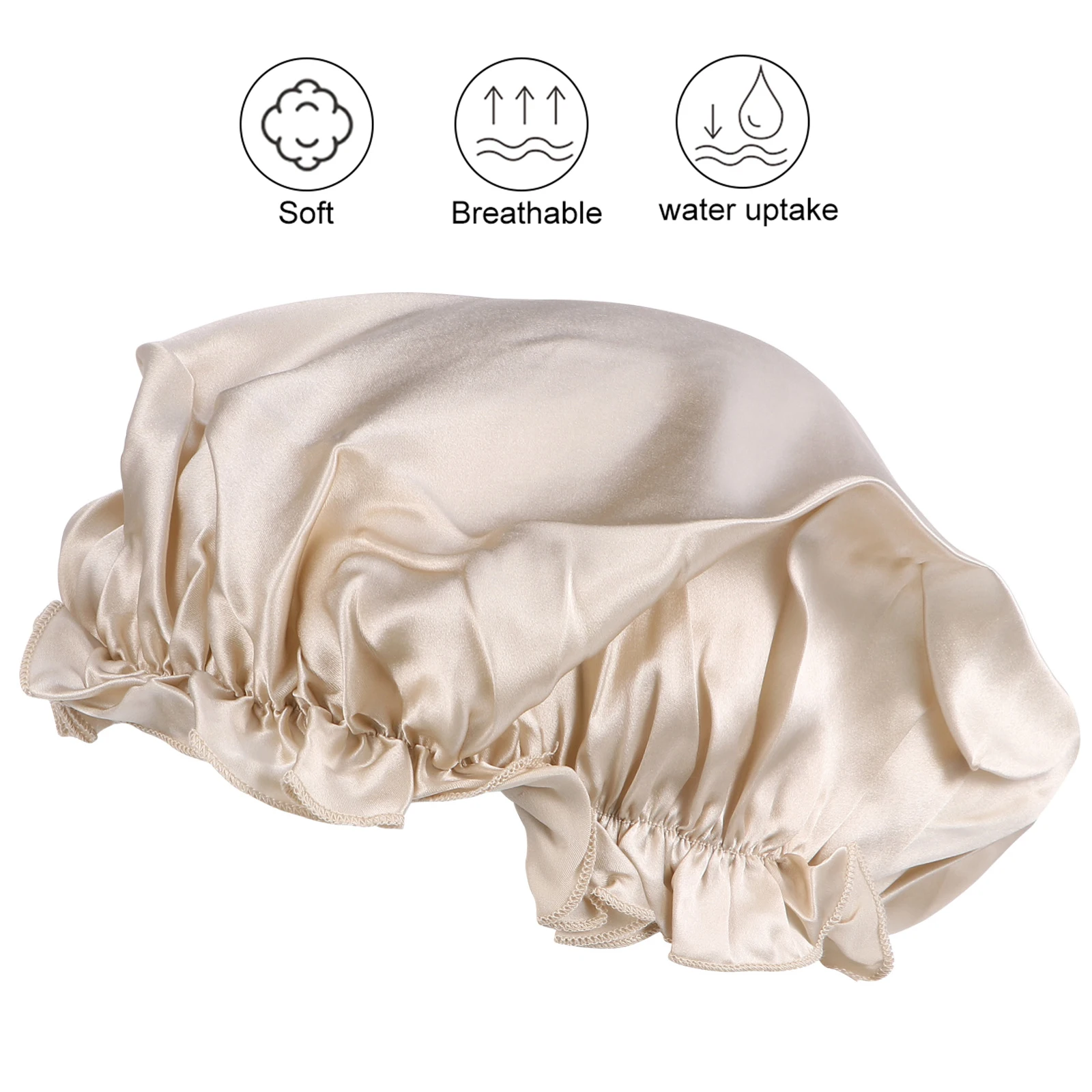 

Silk Bonnet Cap Women Hair Care Sleeping Hat Soft Smooth Anti Friction Moisture Sealing Bathing Makeup Home