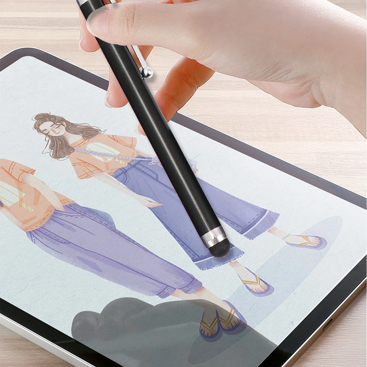 

5Pcs Touch Screen Capacitive Pen 9mm Silicone Tip Black Stylus Lightweight for Phone Tablet Anti-Lost Lanyard Touch Screen Pen