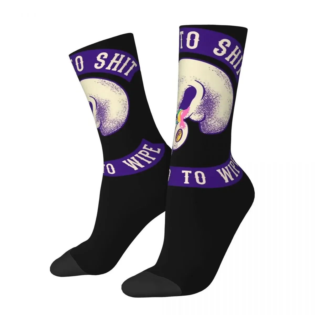 Hip-hop Born To Shit Forced To Wipe Meme Theme Design Print Crew Socks Stuff Parody Skull Cotton Crew Socks Sweat Absorbing