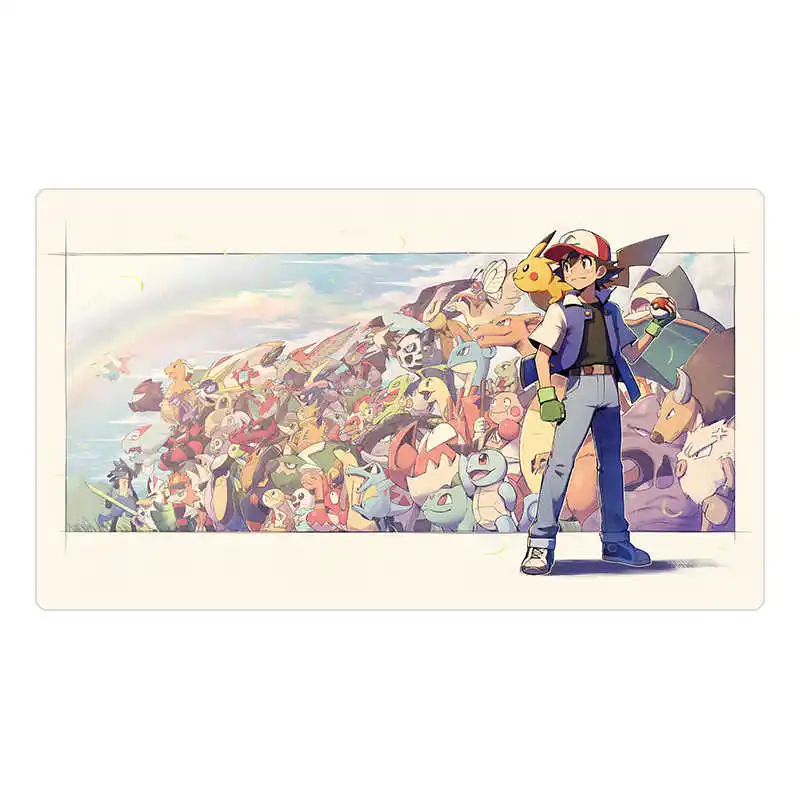 600X350X2Mm Pokemon Ash Ketchum Family Portrait Board Game Card Mat Opcg PTCG Anime Single Battle Table Pad Anime Card Gift