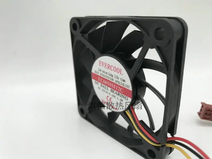 Freight free original evercool ec6010m12c DC12V 0.10a 1.2W 3-wire 60*10mm cooling fan