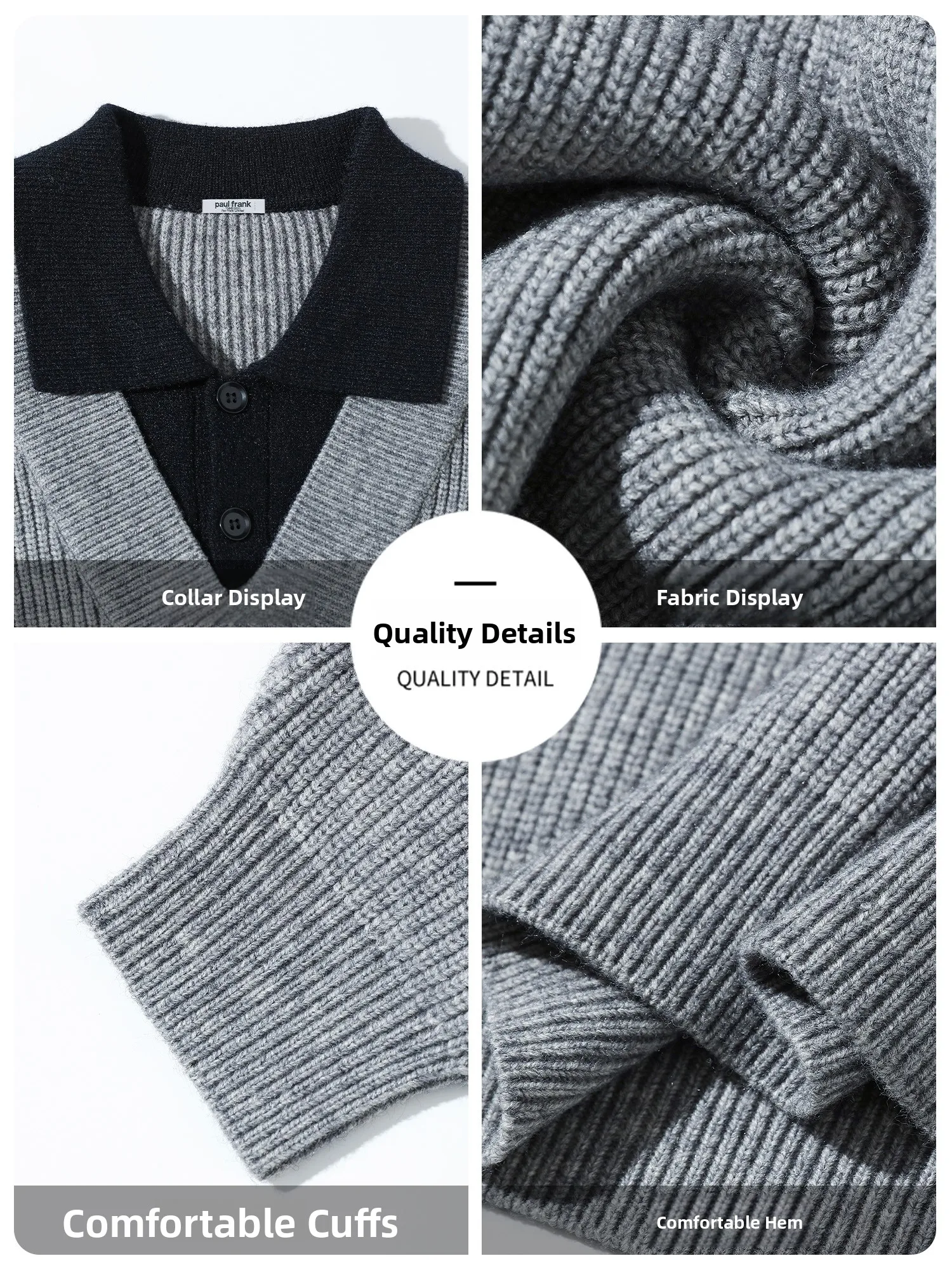 PaulFrank Retro  Ne Knitwear for Men Casual Sle Spring Faion Loose Fit Comfortable Medium Thiened Warmth