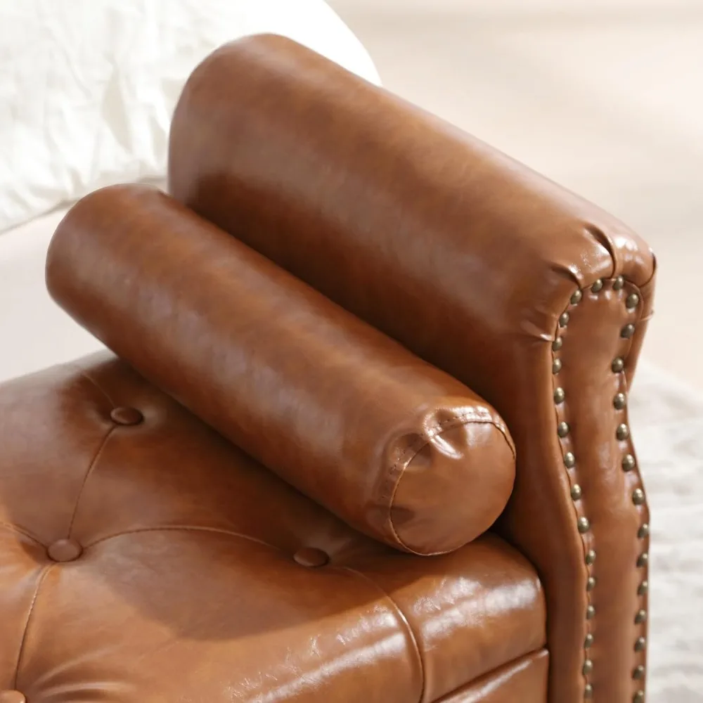 مقعد تخزين لغرفة النوم، مسند معنقدة منجد مع نهاية تخزين السرير، 57 طويلة، مقعد من قماش البولي يوريثان لغرف النوم #5