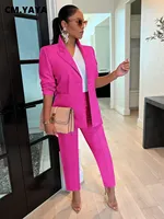 CM.YAYA Elegant Solid Blazer Suit and Pants Two 2 Piece Set  Women 2023 Autumn Winter Classic OL Street Outfit Tracksuit