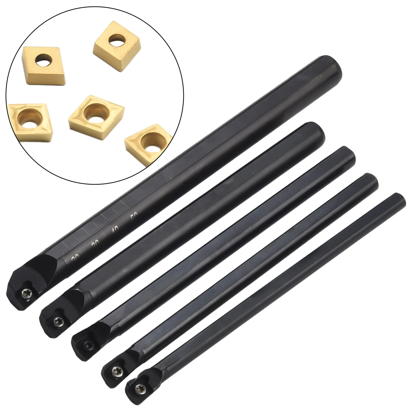Turning Tool for 5 Piece SCLCR06 Series Turning Tool Holder Set for CCMT060204 Inserts S06K S07K S08K S10K S12M Models