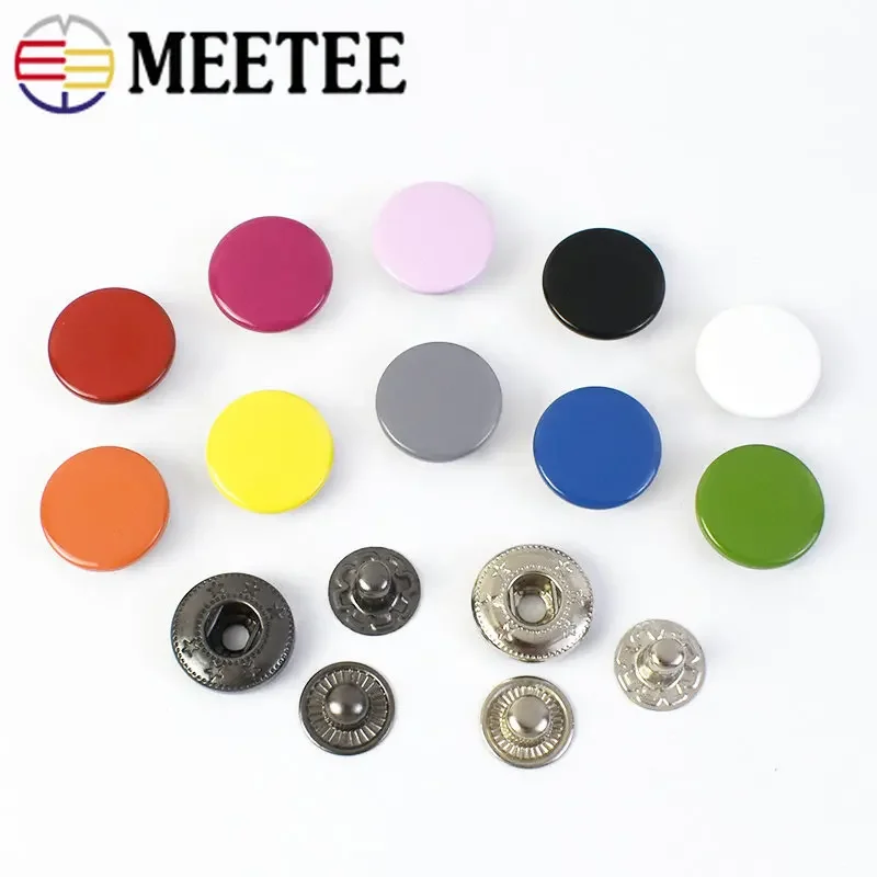 10/20Sets Meetee 12-17mm Colorful Snap Buttons Fasteners Press Studs for Sewing Leather Craft Clothes Bags Decor Accessories