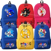 Soniced Girl Boy Student School Bag Cute Anime Cartoon Canvas Print Backpack To School Penbag Book Storage Party Kawaii Knapsack