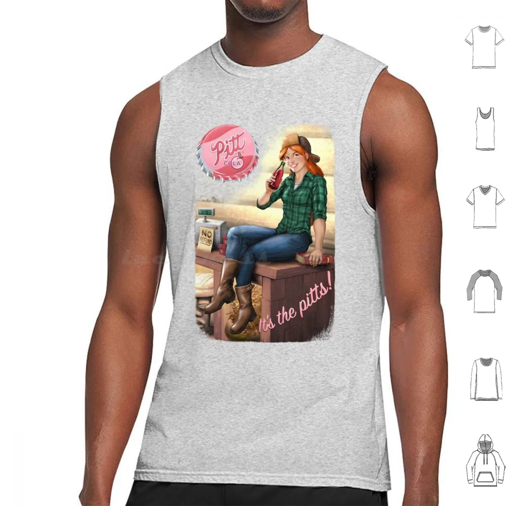 Pitt Cola Vintage Ad Tank Tops Vest Sleeveless Advertising Original Art Vintage Dipper Mabel Wendy Mystery Shack Retro
