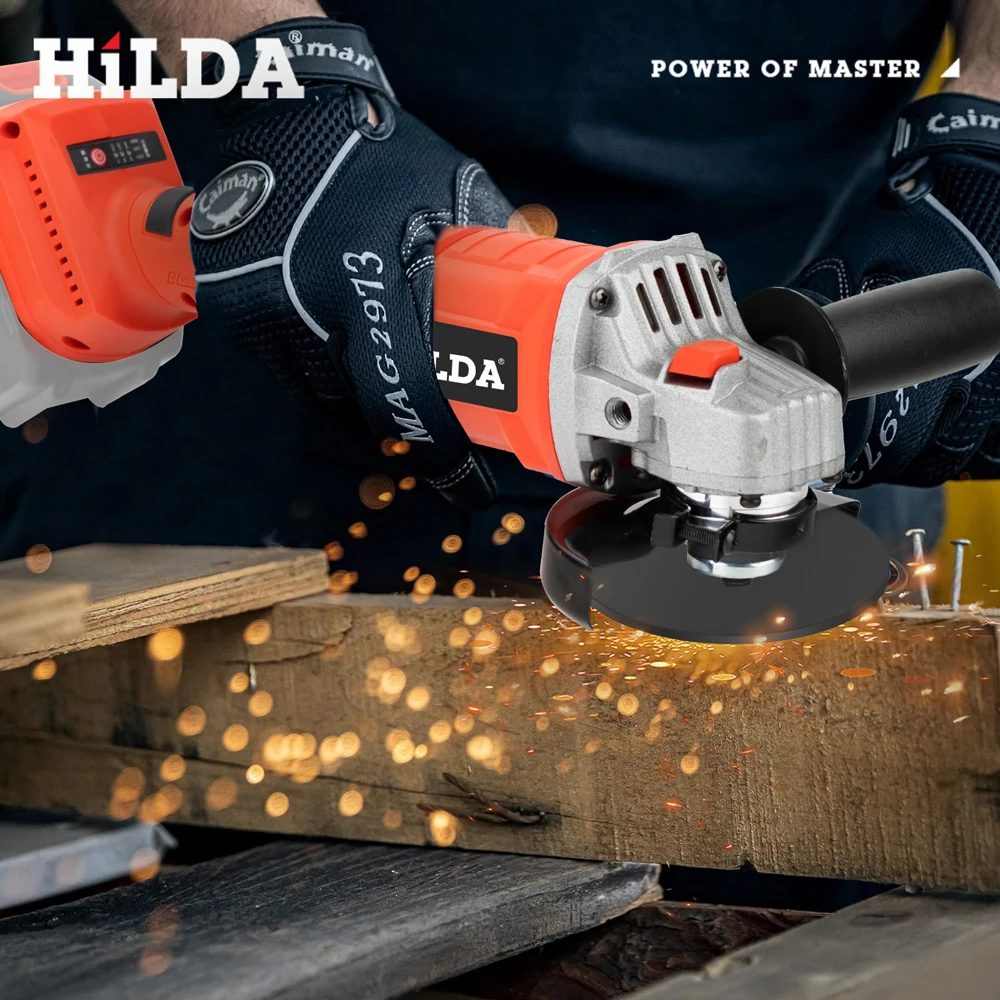 HILDA 125mm Brushless Angle Cutting Grinder Hand Recharge Grinder Electric Grinder For 18V Makita