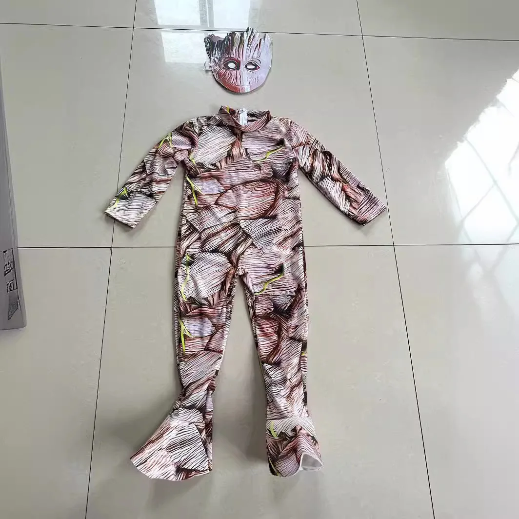 Disfraz de Groot con máscara para niños, mono de Cosplay de lujo, traje de fiesta de Halloween