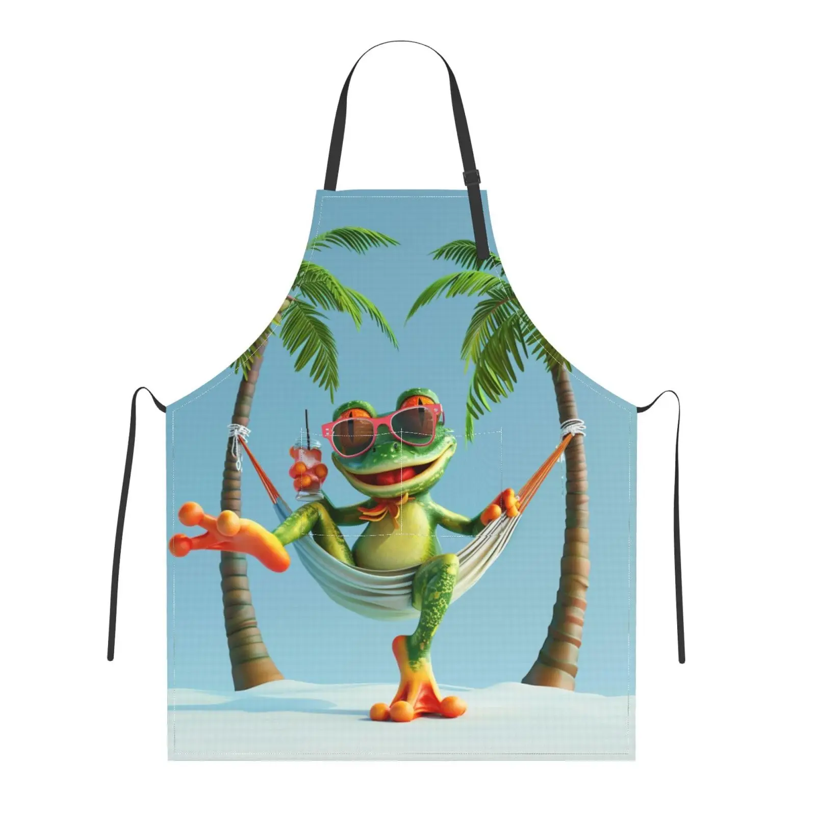 

Happy Frog Apron For Women Men With Pockets Unisex Apron With Adjustable Neck For Home Kitchen Waitress Garden Decor Apron