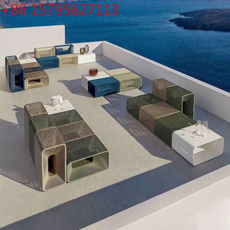 

Outdoor creative combination courtyard rattan chair sofa hotel villa outdoor model room waterproof terrace balcony rattan table