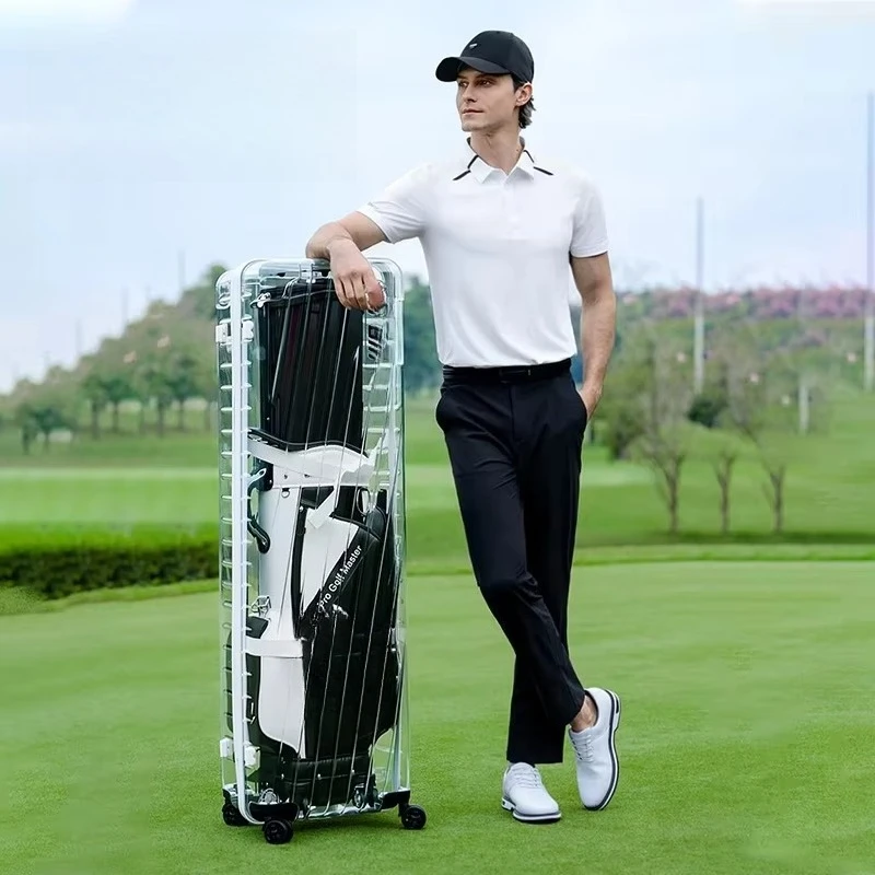 Large Capacity Transparent Waterproof Hardshell Airline Checked Golf Travel Bag with Wheel 5.55kg Zipper Closure view 4
