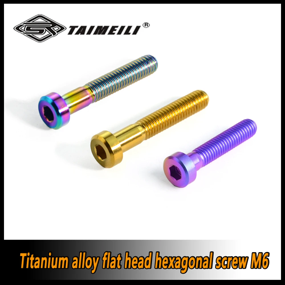 TAIMEILI Titanium Alloy Low Thin Head Hex Socket M6x15/20/30/35mm Motorcycle Bike Mod Replacement Fasteners 4/6/8/10Pcs