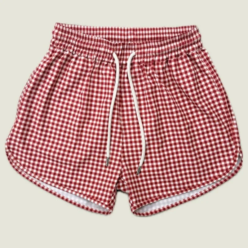 Summer 2026 New Men's American Retro Plaid Athletic Shorts – Y2K Harajuku Streetwear Style – Loose Casual Beach Shorts (Unisex)