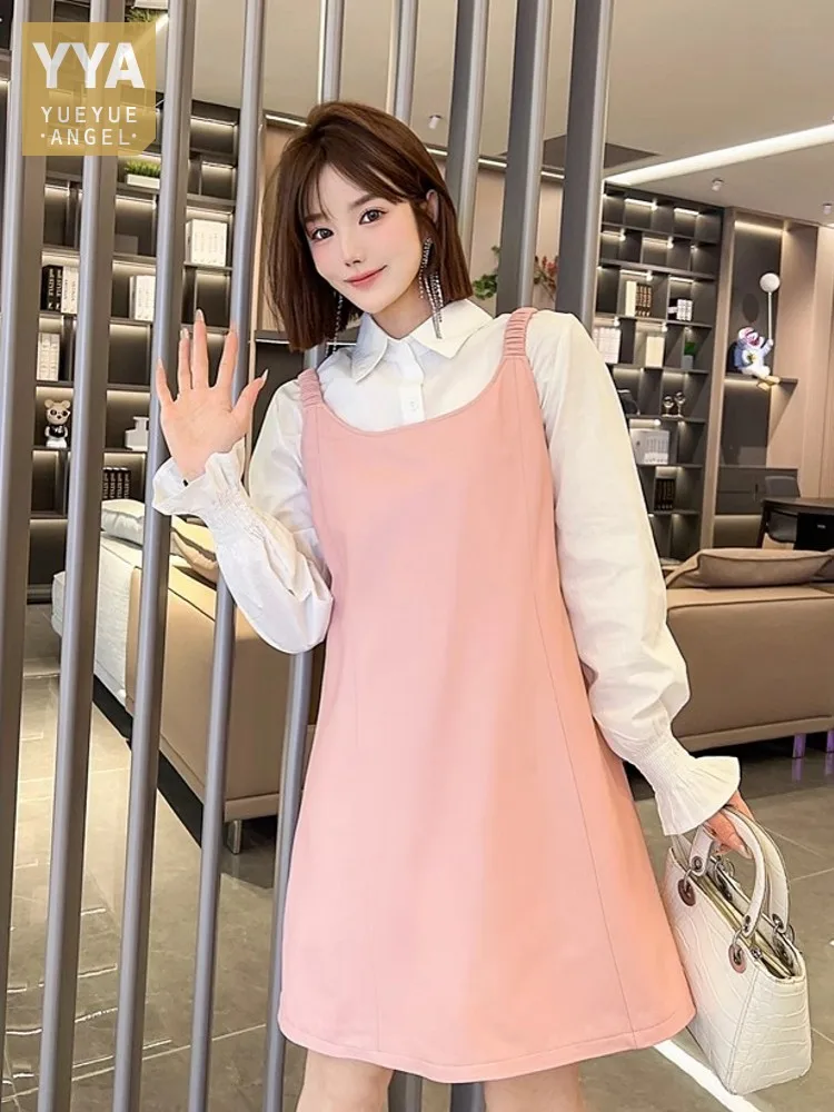 

Women Autumn New Sheepskin Genuine Leather Dress Loose Fit A Line Mini Strap Dresses Sweet Lady Back Hollow Out Suspenders Dress