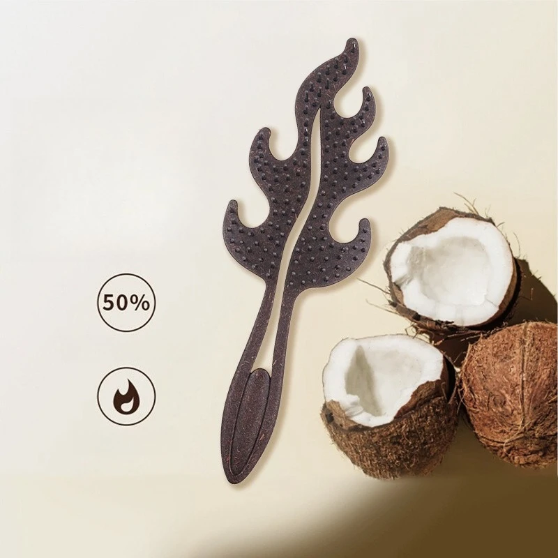 Popular Environmentally Friendly Material Shredded Coconut Flame Modeling Hollow Comb Wet and Dry Massage Comb