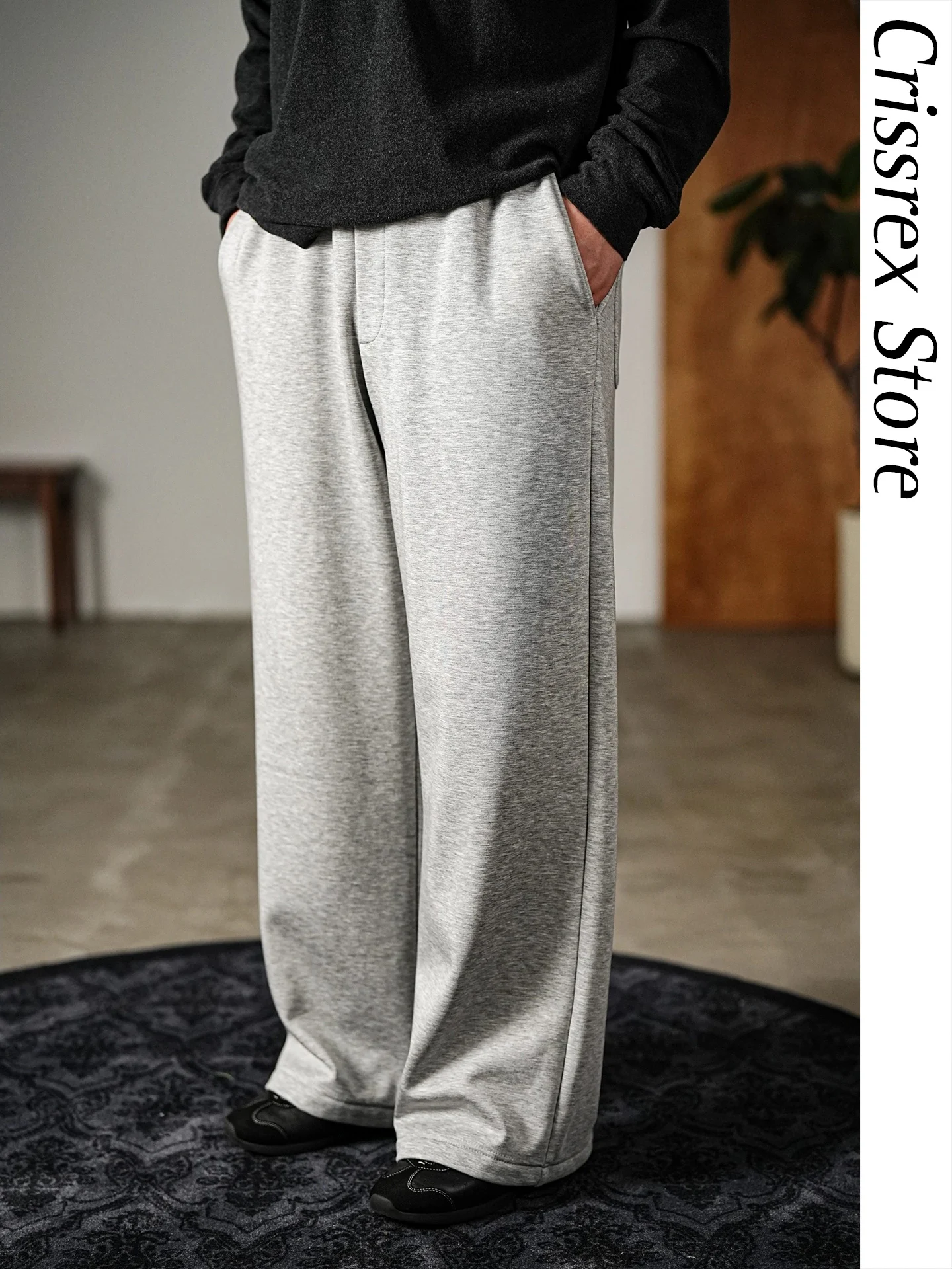

Waterever Cloud Pine Fce Lined Elastic Waist Loose Fit Casual Pants Deep ey Light ey Straight Leg Cotton Polyester Spa...