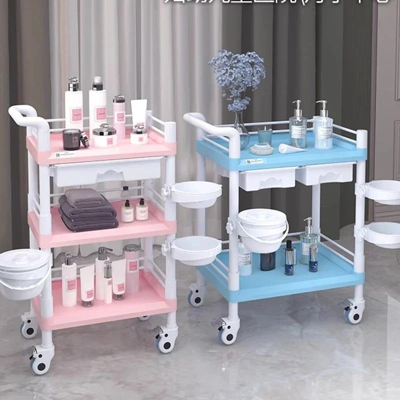 Professional Hairdressing Trolley Aesthetics Utility Storage Beauty Salon Trolley Wheel Carrello Attrezzi Salon Furniture