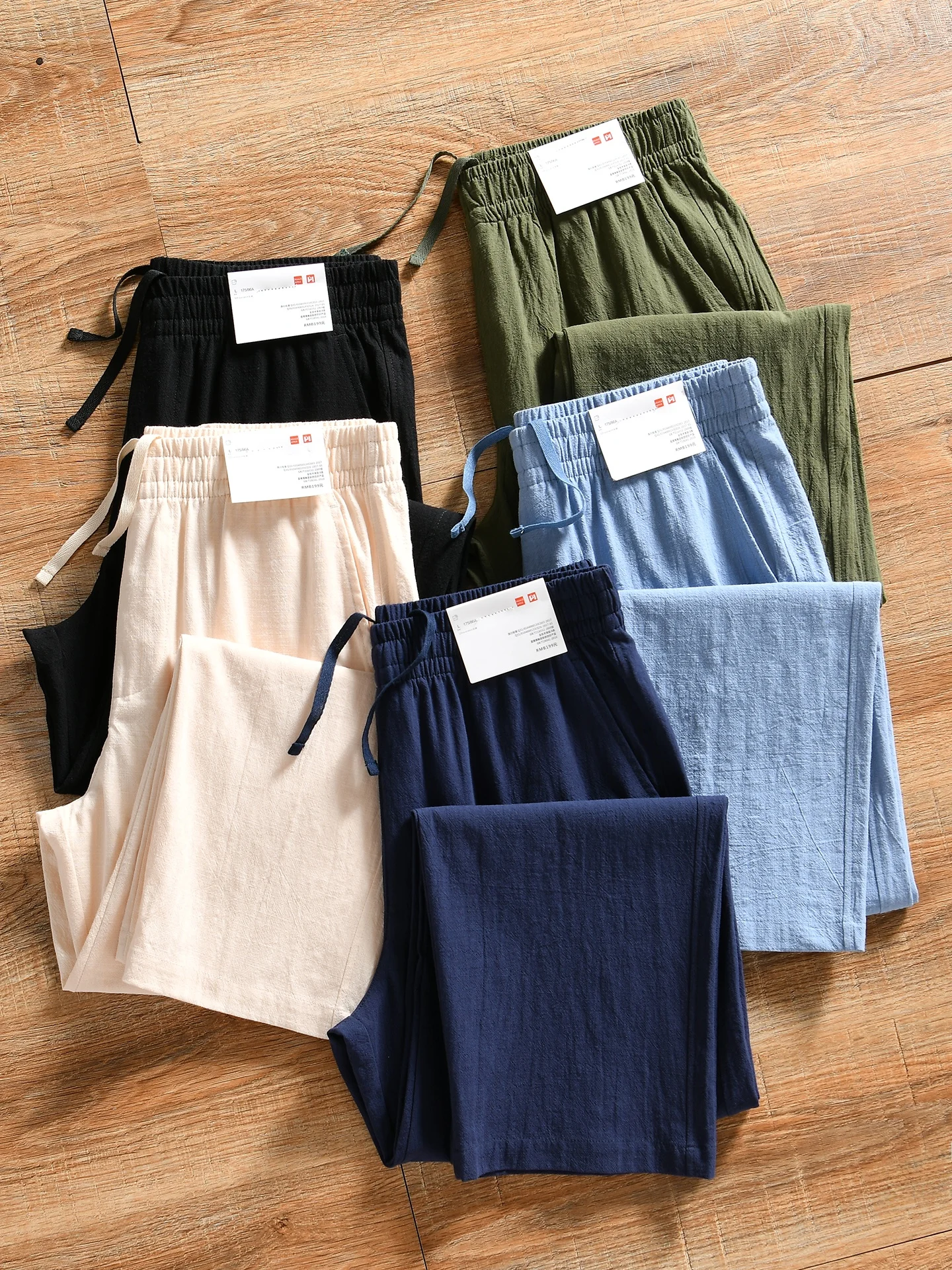 Comfortable Breathable Cotton Linen Blend Men's Casual Straight Leg Pants Thin Autumn Spring Season Versatile Lightweight Tro...