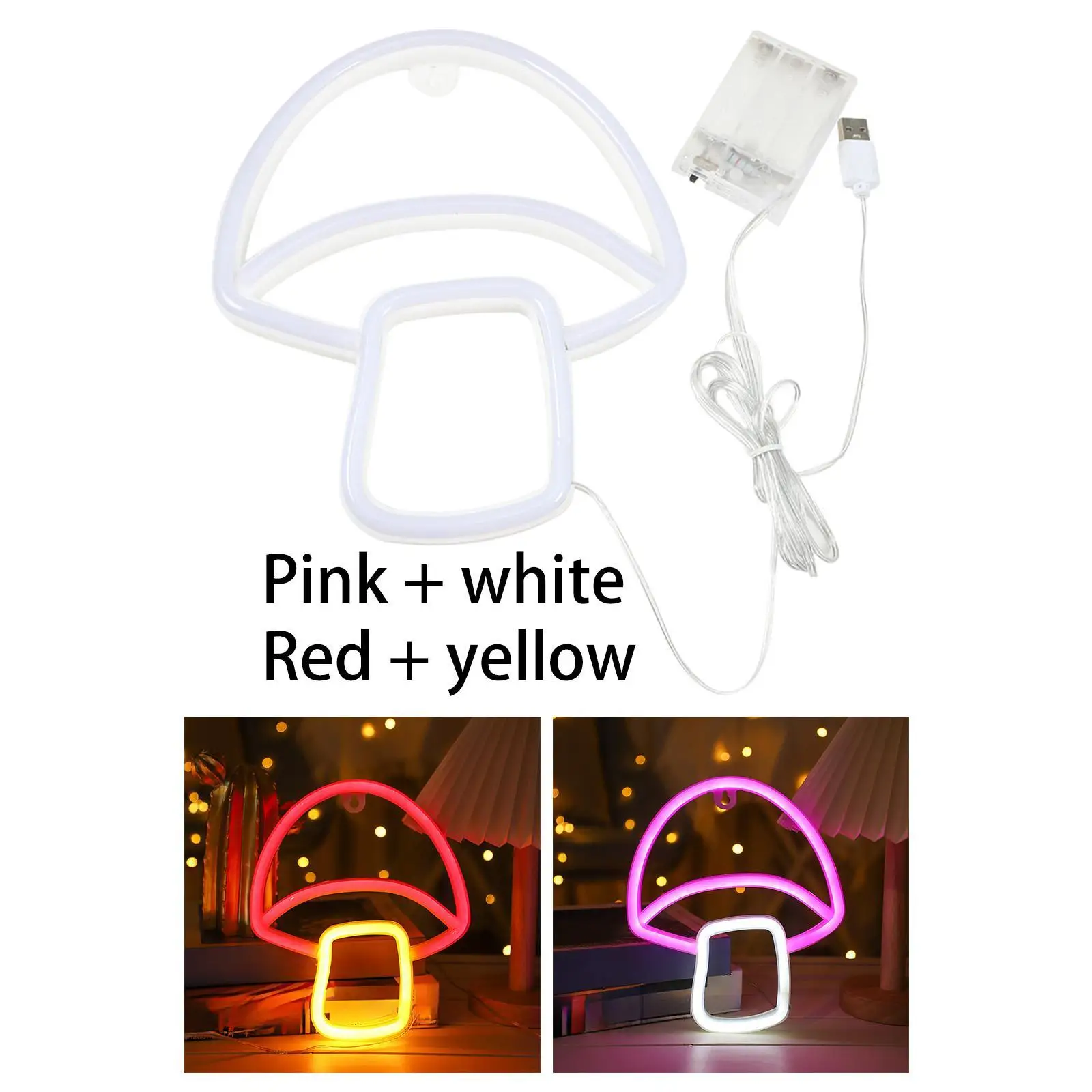 Sinal de néon LED de cogumelo, néon de decoração de parede, decorativo, fofo, luz noturna para jogo