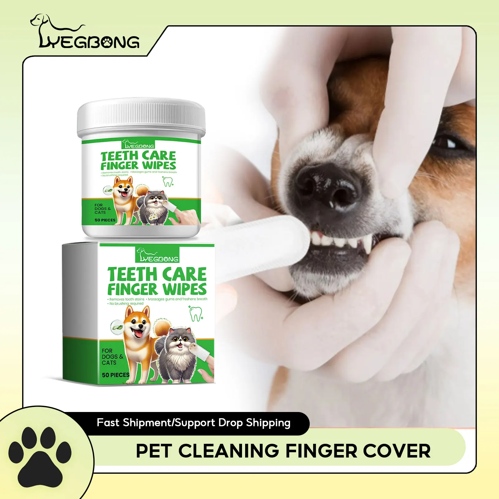 

Pet Cleaning Finger Cover Disposable Finger Cot Remove Tartar Puppy Tooth Whitening Dogs Cats Oral Care Teeth Cleaning Wet Wipes