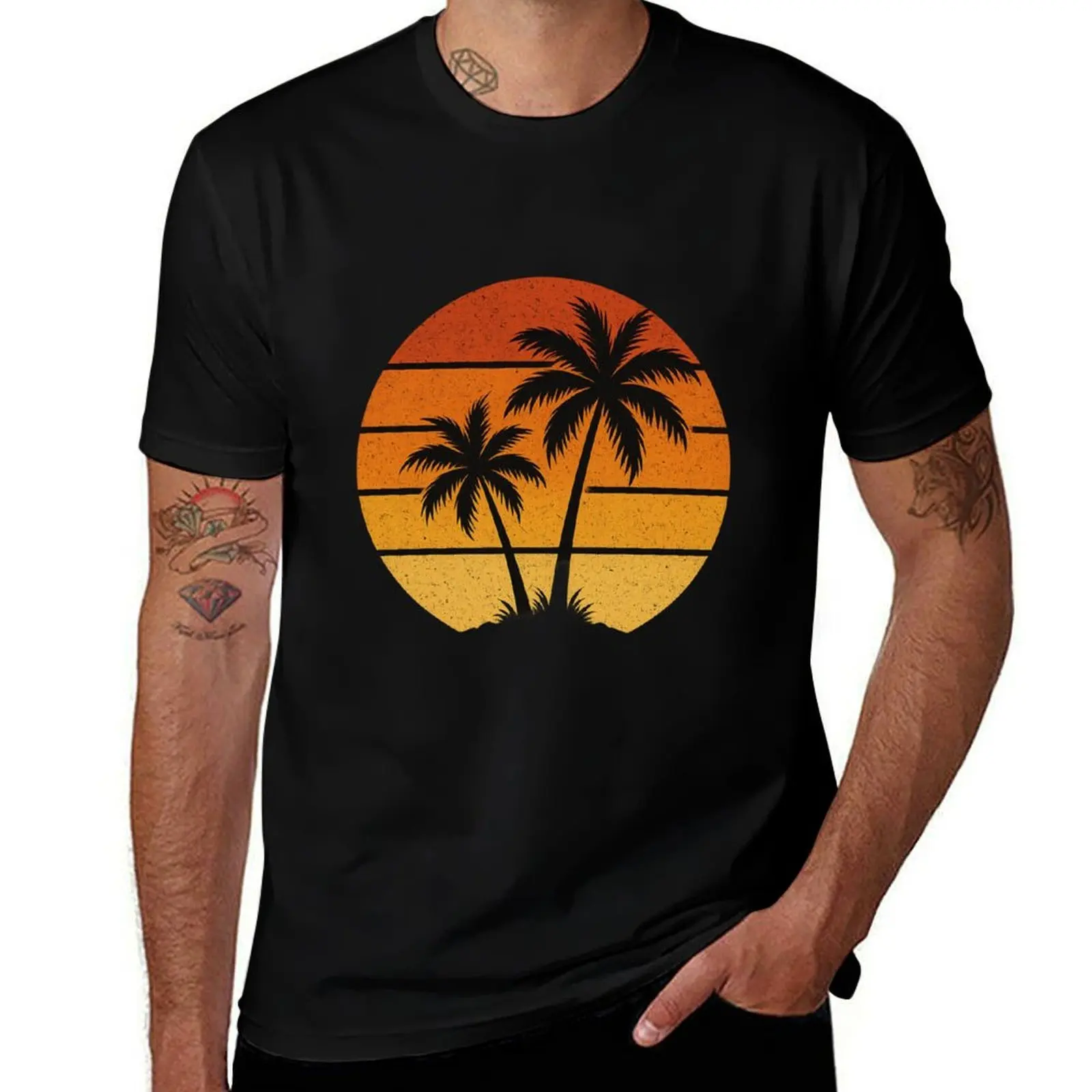 

Vintage Summer - Palm Trees T-Shirt anime figures gifts for boyfriend affliction shirts oversize t-shirts man Men's clothing