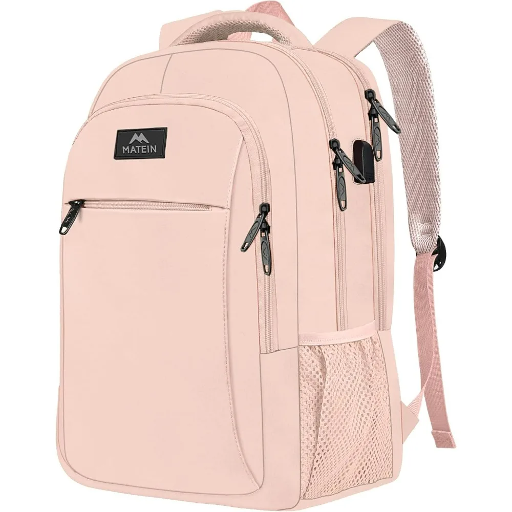 

15.6 inch Laptop Backpack Cute Slim Computer Travel Backpack with USB Port Carry On Casual Daypacks Bag Gifts student bag pink