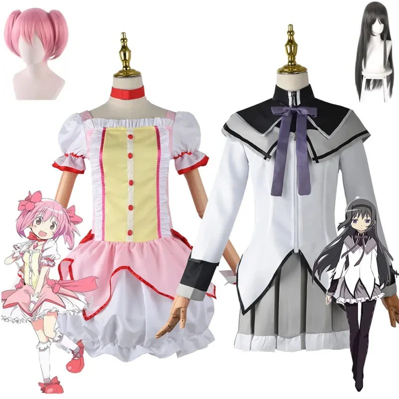 

Аниме Волшебная девочка Puella Magi Madoka Magica Akemi Homura Kaname Madoka Косплей Костюм Mahou Shoujo Парик Боевой костюм Платье Ski J