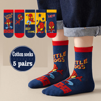 5 Pairs Children Sock Medium Length Anime Cartoon Comfort Warm High Quality Kids Baby Socks Boy Spiderman Socks Four Seasons