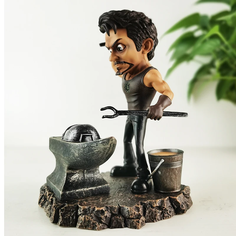 Figura de Iron Man de 17cm, versión Q, figuras de Anime de Iron Man, estatua de Pvc, modelo de colección de muñecos, adorno de escritorio, regalos de cumpleaños para niños