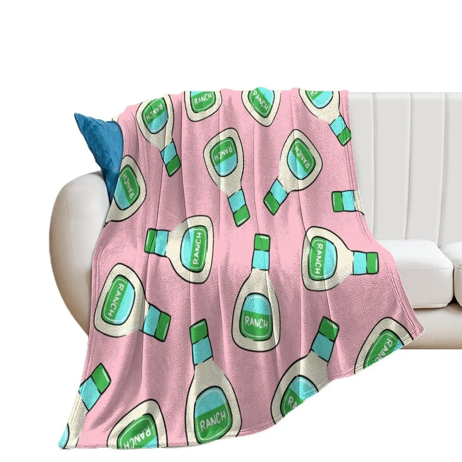 Ranch - salad dressing bottle (pink) Throw Blanket Flannel Fabric For Sofa Thin Blankets