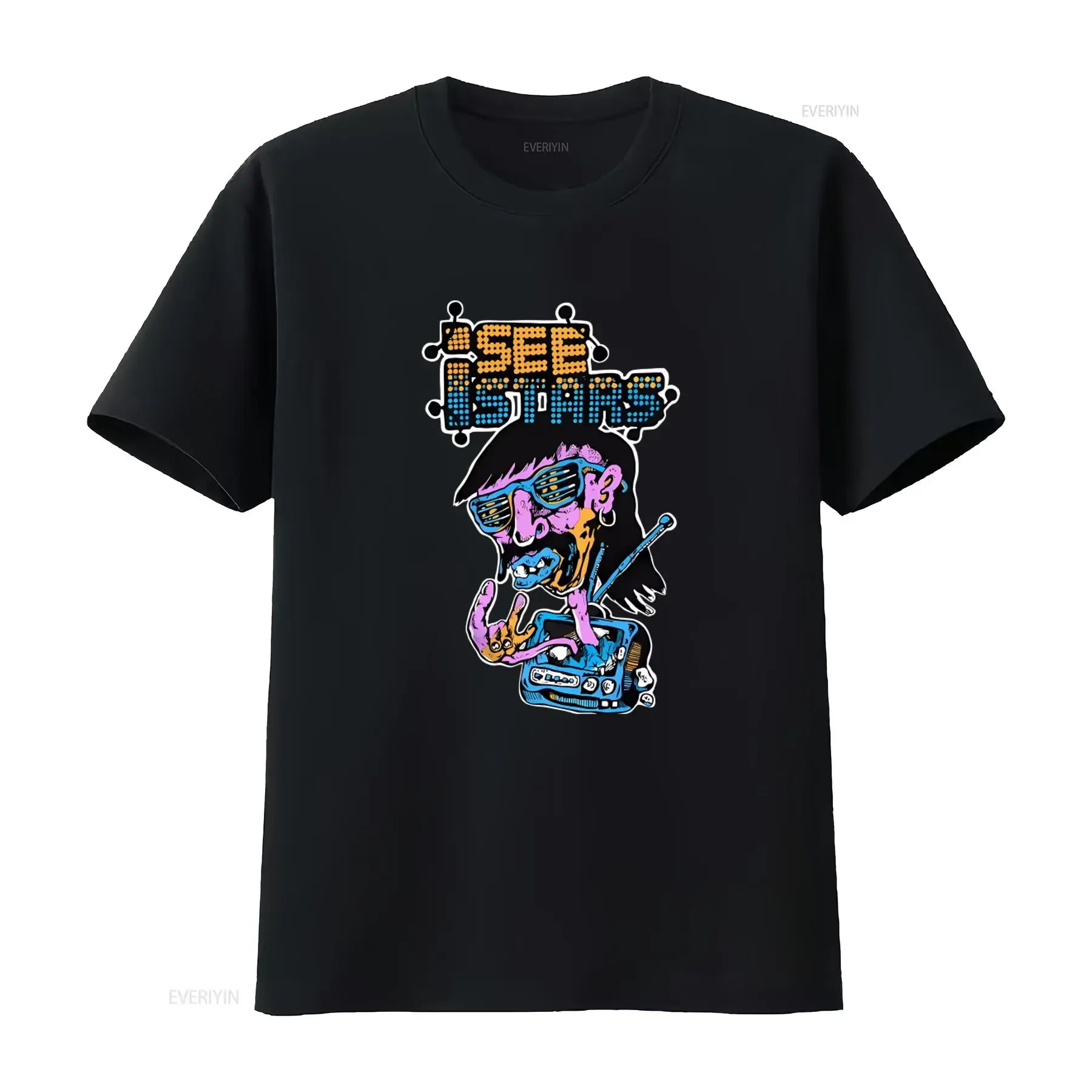I SEE STARS MySpace Monster Electronic Post Hardcore Band T Shirt vintage Washed Breathable Stylish graphic Stretched