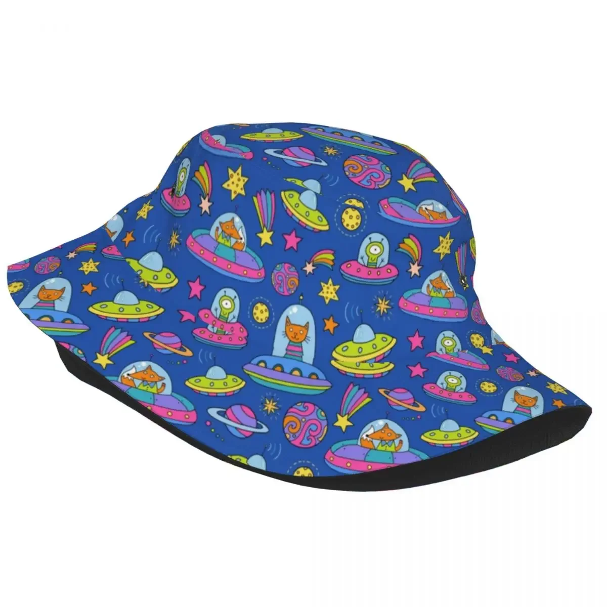 To The Moon And Back Aliens Pattern Unisex Bucket Hats Personalized Summer Travel Beach Hat