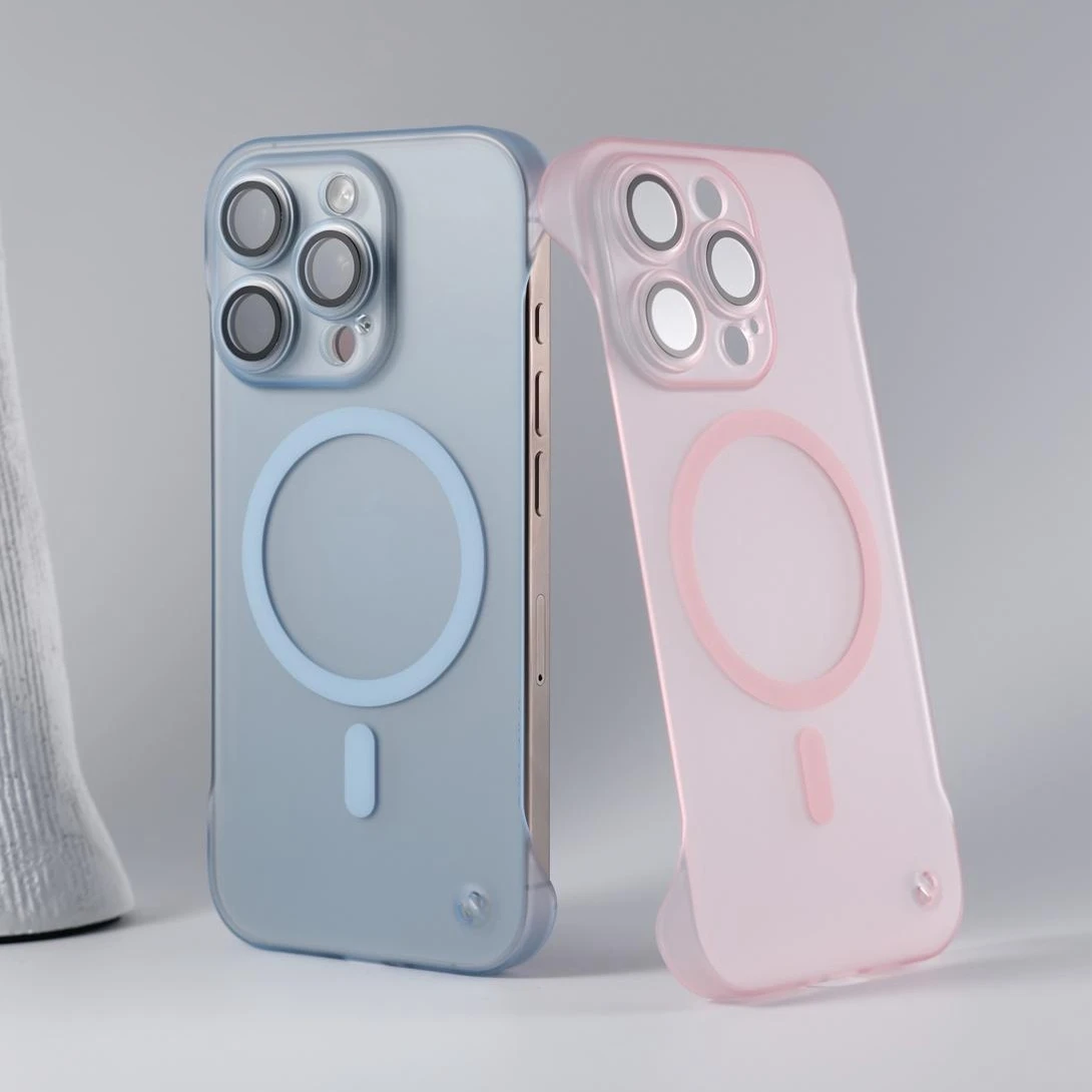 حافظة Magsafe رفيعة للغاية بدون إطار لهاتف آيفون 16 11 12 13 14 15 Pro Max 16 Plus واقي كاميرا زجاجي غير لامع غطاء PP مقاوم للصدمات