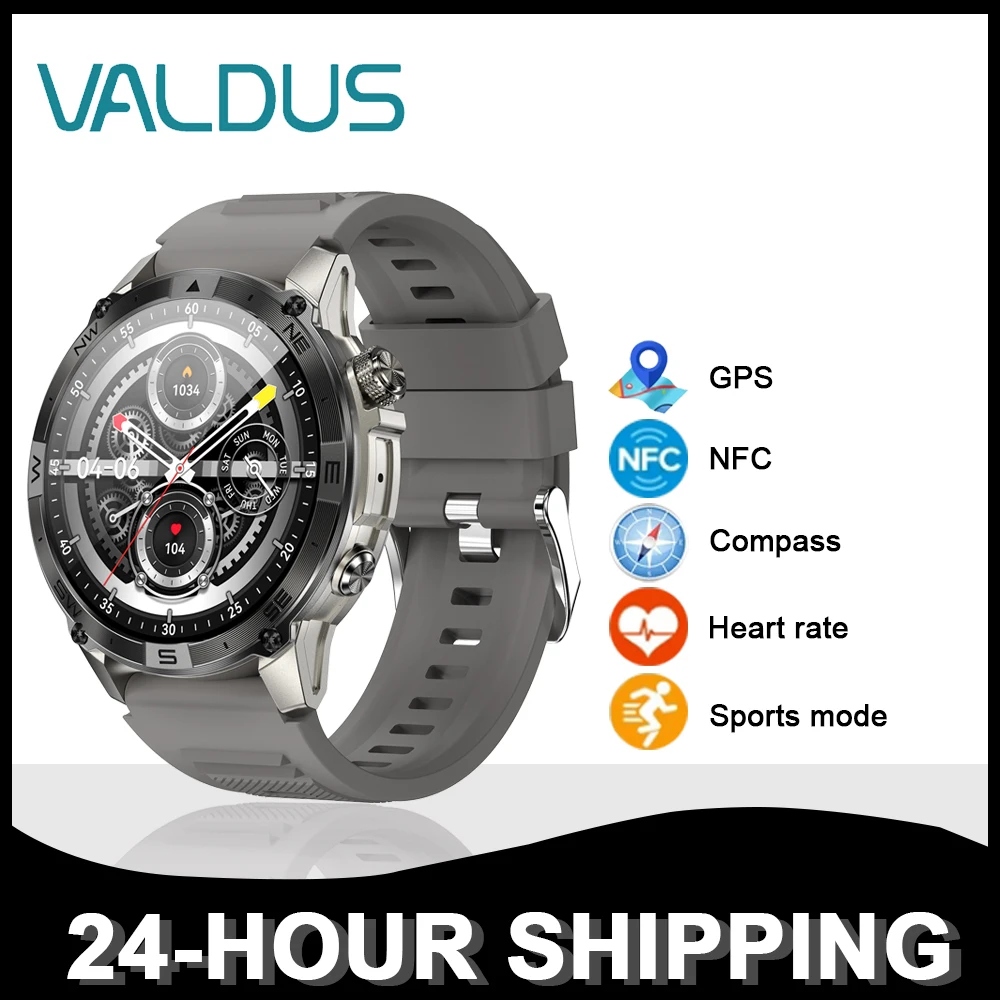 VALDUS 2025 Новые умные часы VG40 Pro, компас, GPS, NFC, обнаружение сердечного ритма, Bluetooth, голосовое управление, спортивный режим, AMOLED умные часы