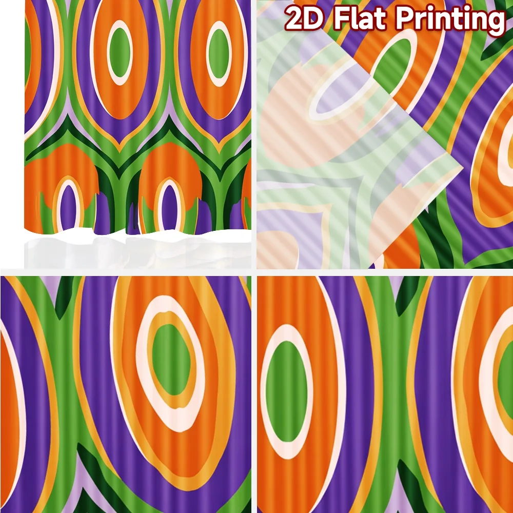 2 قطعة، ستائر طباعة مسطحة ثنائية الأبعاد (بدون قضيب) ستائر هندسية للعطلات والهالوين وعيد الميلاد مطبوعة بوليستر متعدد الاستخدامات