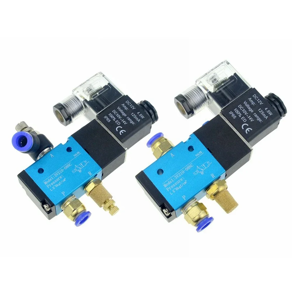 

3 Way Port 2 Position 12V 24V 220V Pneumatic Air Solenoid Valve Electric Control Gas Magnetic Valve 10mm 6mm 8mm Hose Connection