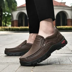 Handmade Leather Men Shoes Casual Comfortable Men Loafers Slip On Leather Shoes Men Flats Hot Sale Walking Shoes Man