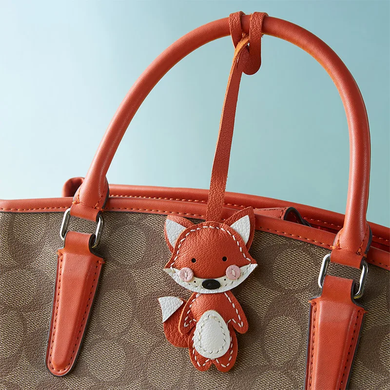 

Cute Pet Guardian Series Handmade Genuine Leather Bag Pendant | Little Fox·polka Dot Rabbit·little Monkey | Schoolbag Accessory