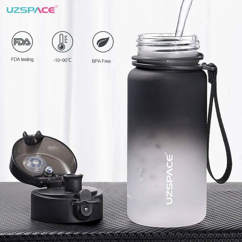 Sport Water Bottle for Girls Portable Leakproof Frosted Plastic Shaker Drink Cup Time Marker Outdoor Tour Student BPA Free 350ml