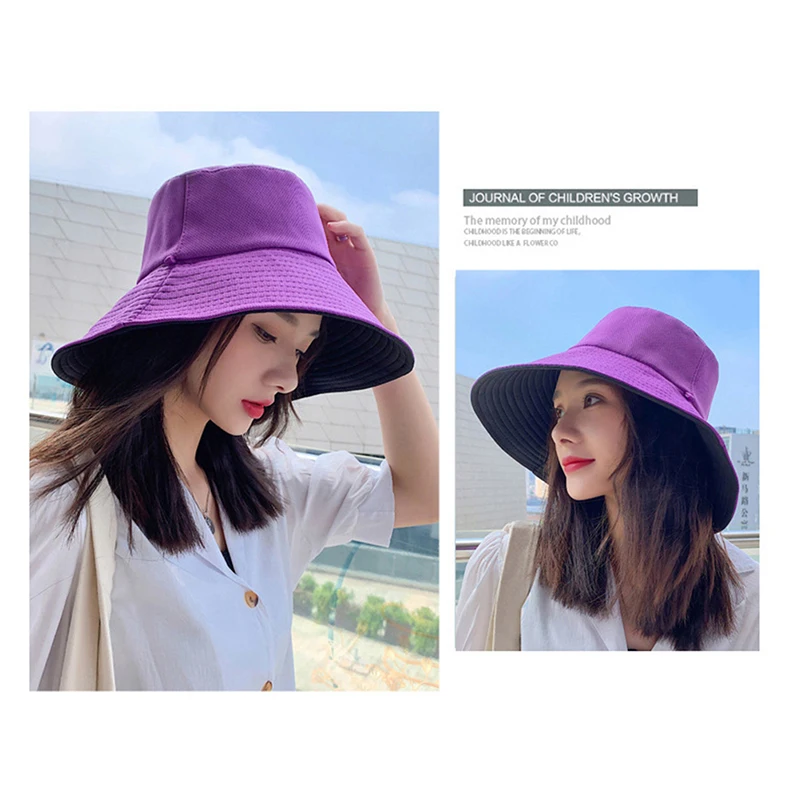 Folding Double Sided Sun Hat Bucket Hat Summer Sun Hat Ladies UV Protection