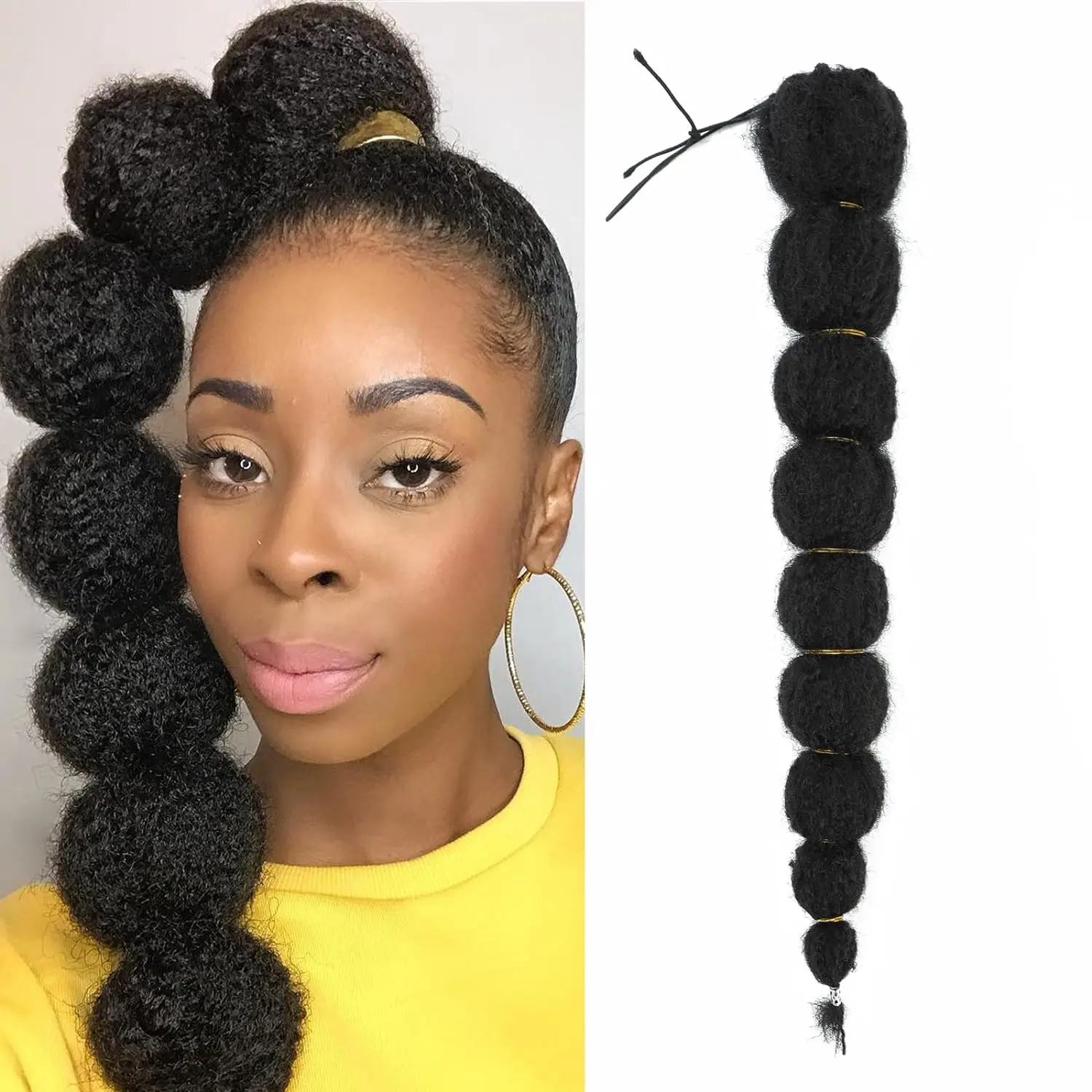 Extensión de cola de caballo Afro rizada para mujer, cola de caballo con cordón largo de 18-28 pulgadas, Clip negro Natural en coletas sintéticas