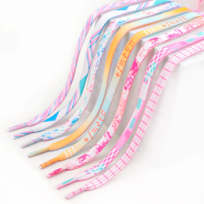 1 par de bandas de goma para zapatos informales, cordones planos informales, cordones de zapatos con gradiente colorido para zapatillas de deporte, accesorios de cordones de moda