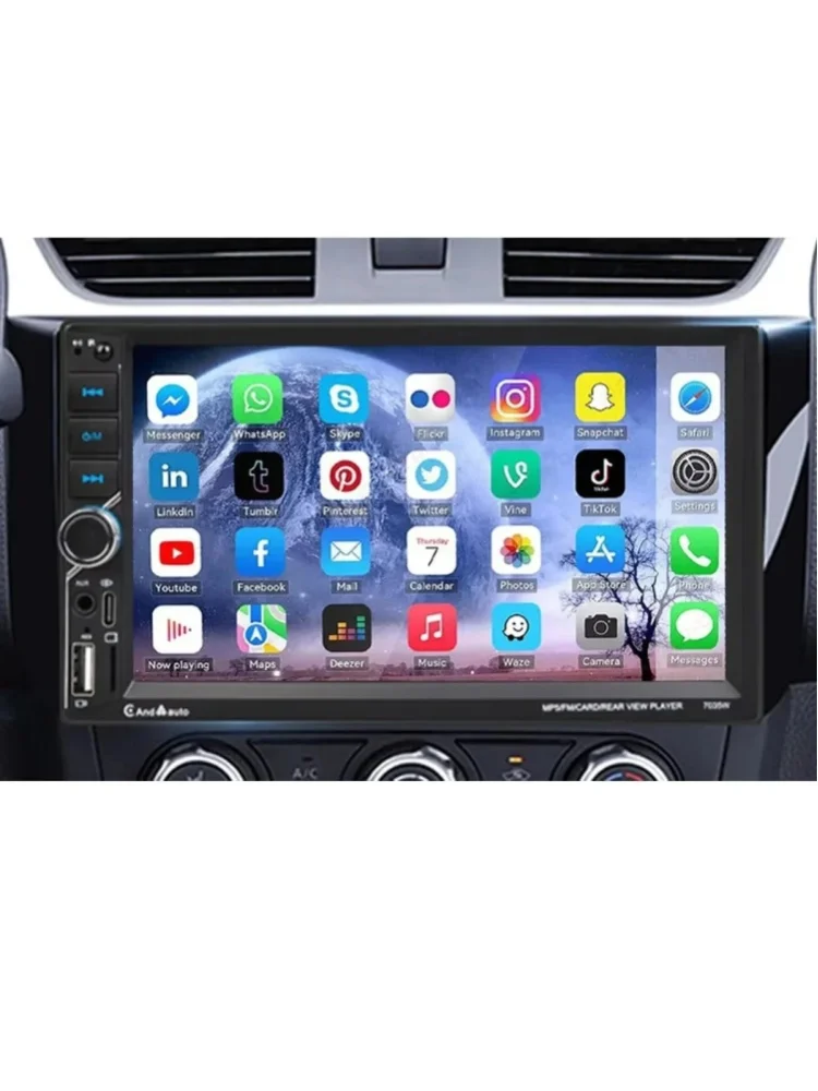 ESSGOO 7-calowy, podwójny, uniwersalny samochodowy radioodtwarzacz 2 DIN, bezprzewodowy Carplay, Android Auto, Bluetooth, FM, USB, AUX, TF, EQ, Mirror Link, SWC, typ C, odtwarzacz multimedialny MP5. — 2