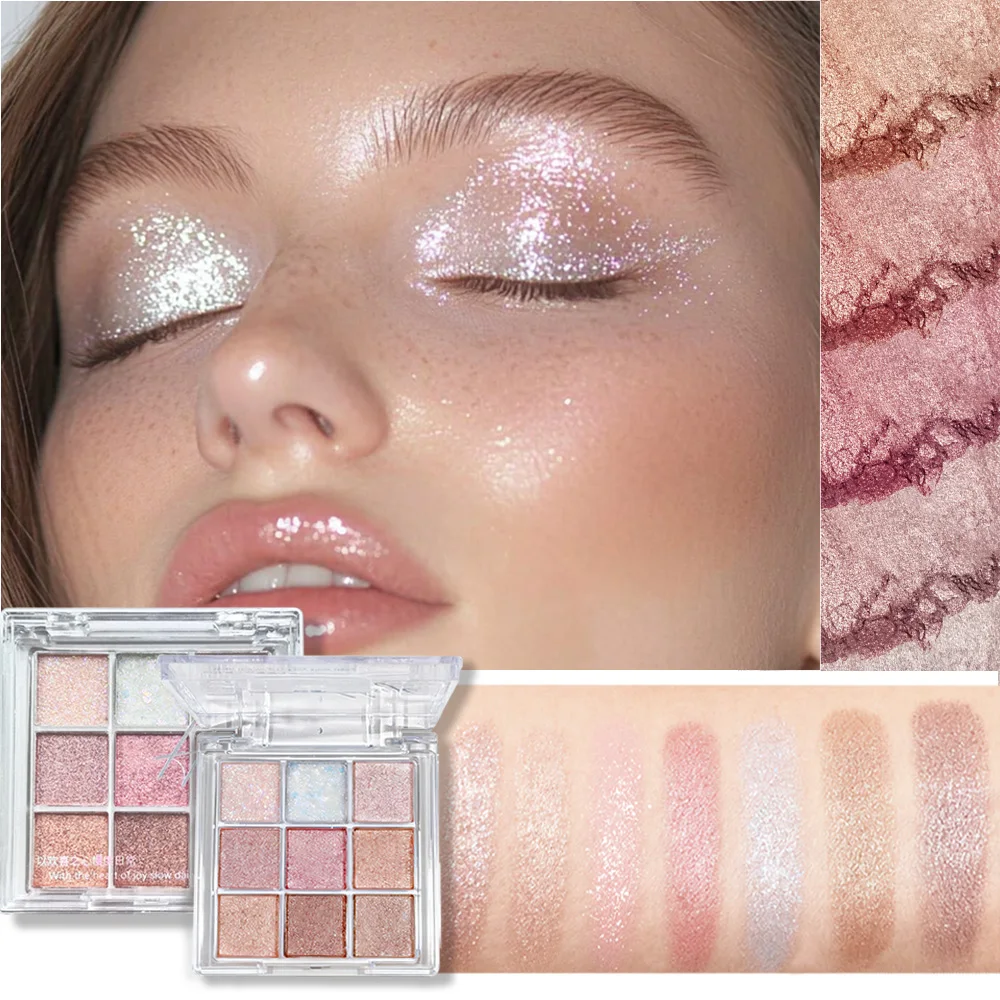 Błyszcząca i matowa paleta cieni do powiek z 9 kolorami zapewniająca długotrwały makijaż, połyskujące cienie do makijażu na co dzień i na imprezy.