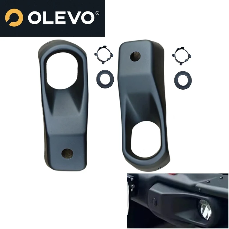 New 2pcs Front Bumper Fog Light  Cover Trim Guard for Jeep Wrangler JL 10th Anniversary Rubicon Steel Front Bumper 2018-2025 - view 6